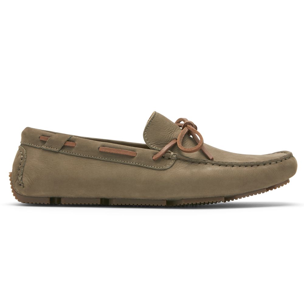 Rockport Rhyder Tie Slip-Ons - Mens Loafers - Khaki - NZ (LPB-205483)